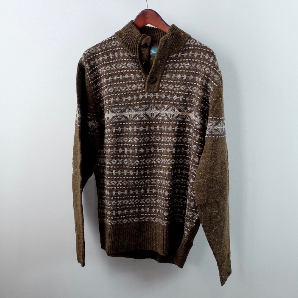 Alan Paine Donegal Fairisle Wool Sweater
